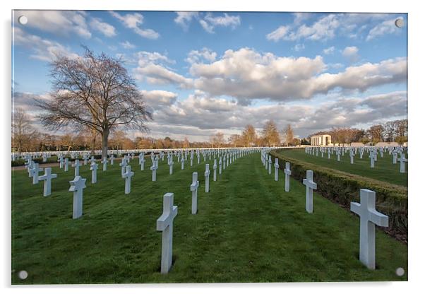 Cambridge American Cemetery.  Acrylic by Mark Godden