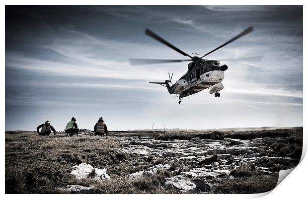 Helicopter landing Print by Paul Davis