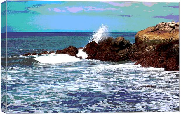 Wave Hits Rocks  Canvas Print by james balzano, jr.