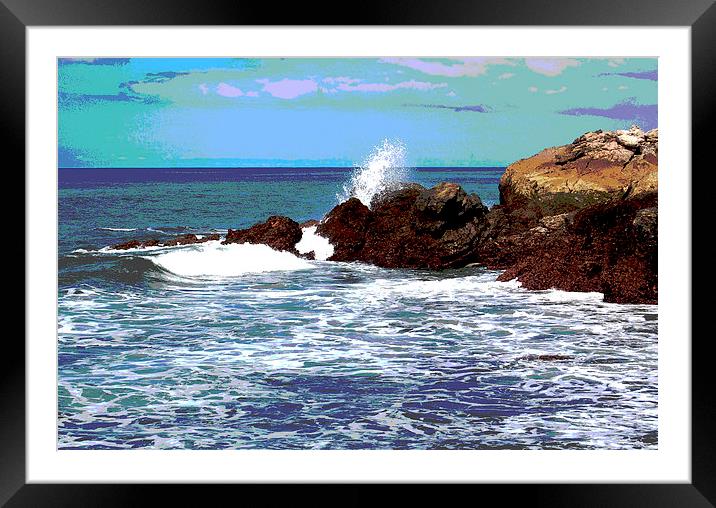 Wave Hits Rocks  Framed Mounted Print by james balzano, jr.