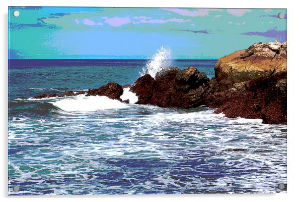 Wave Hits Rocks  Acrylic by james balzano, jr.