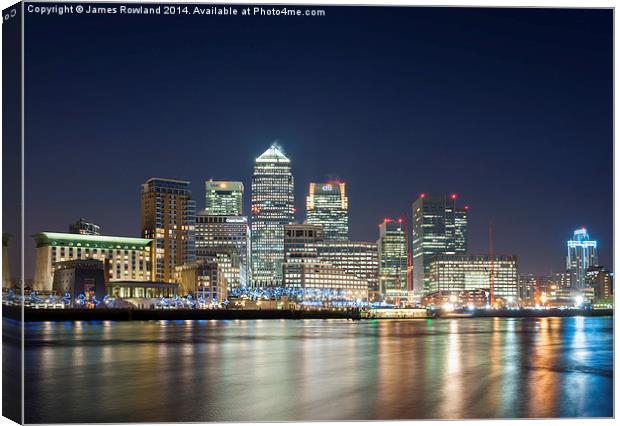 Canary Wharf at Night Canvas Print by James Rowland