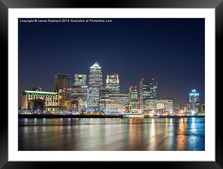 Canary Wharf at Night Framed Mounted Print by James Rowland