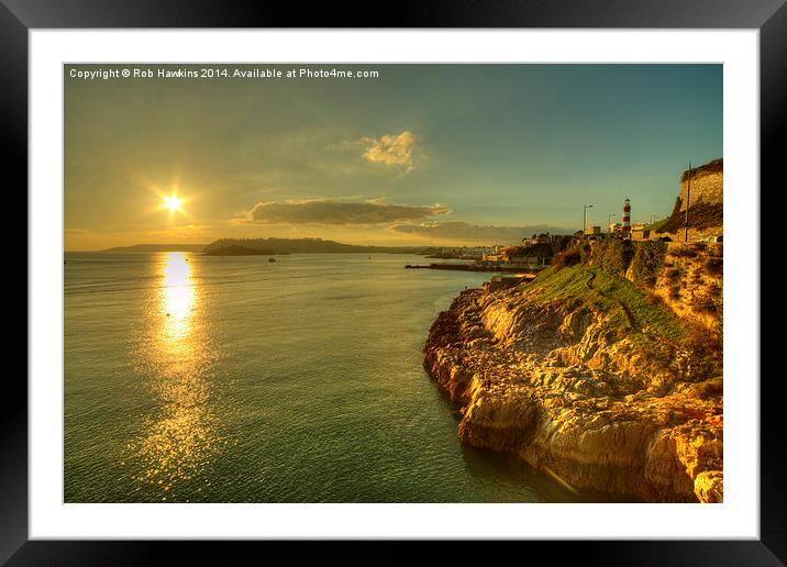  Plymouth Hoe Sunset  Framed Mounted Print by Rob Hawkins
