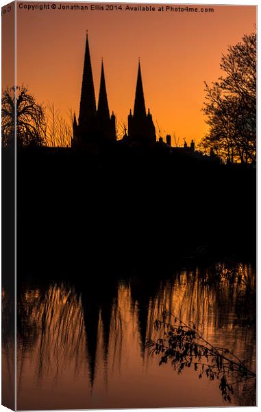 Lichfield Cathedral Sunrise Canvas Print by Jonathan Ellis