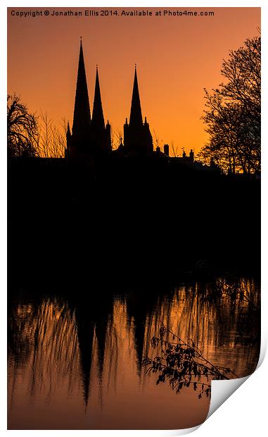 Lichfield Cathedral Sunrise Print by Jonathan Ellis