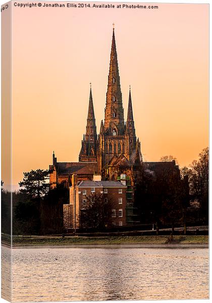Lichfield Cathedral Sunrise Canvas Print by Jonathan Ellis