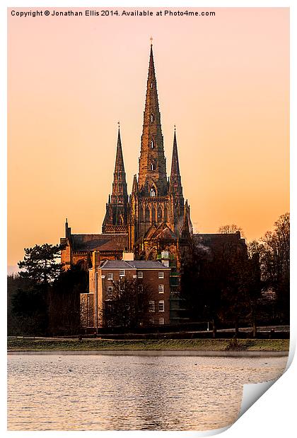 Lichfield Cathedral Sunrise Print by Jonathan Ellis