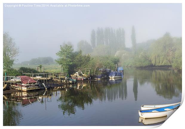  Misty Morning on the River Frome Wareham Dorset U Print by Pauline Tims