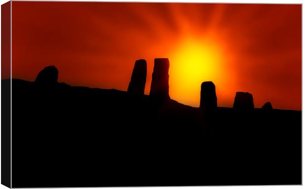 Cairn Holy Standing Stones at Sunrise Canvas Print by Derek Beattie