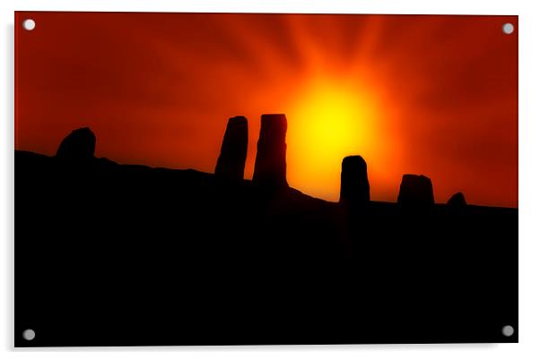 Cairn Holy Standing Stones at Sunrise Acrylic by Derek Beattie
