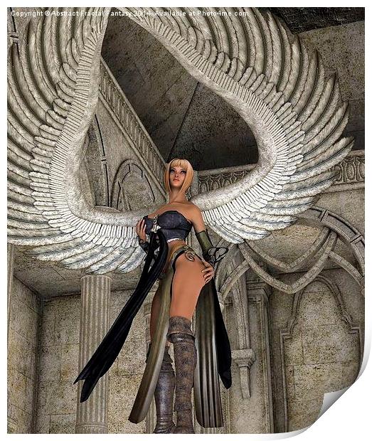 Fantasy winged female Print by Abstract  Fractal Fantasy