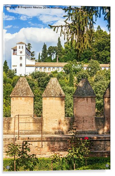 Gardens of La Alhambra Acrylic by Dragomir Nikolov