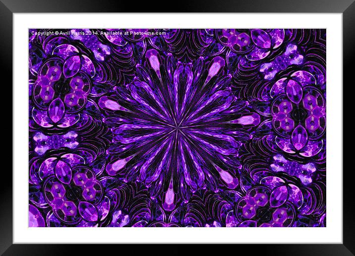  Purple sequin kaleidoscope  Framed Mounted Print by Avril Harris