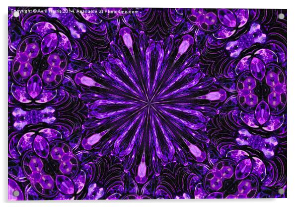  Purple sequin kaleidoscope  Acrylic by Avril Harris