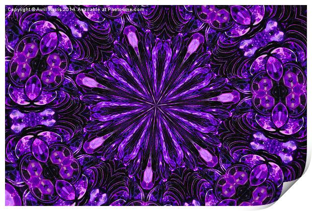  Purple sequin kaleidoscope  Print by Avril Harris