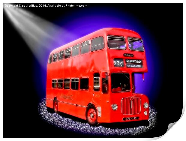 BRITISH "ROUTEMASTER" DOUBLE DECKER BUS  Print by paul willats
