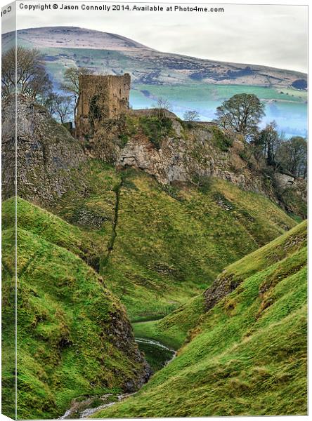  Peveril Castle And Cave Dale Canvas Print by Jason Connolly