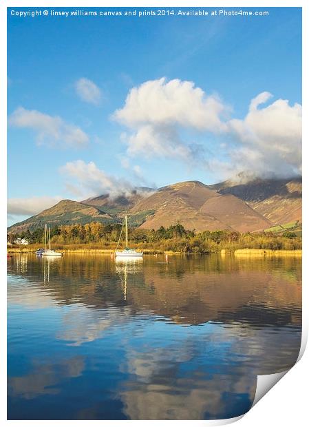  Boats On Derwentwater Print by Linsey Williams