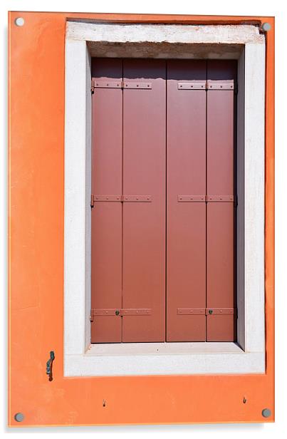 Red Door and orange surround in Venice, Italy  Acrylic by Jonathan Evans