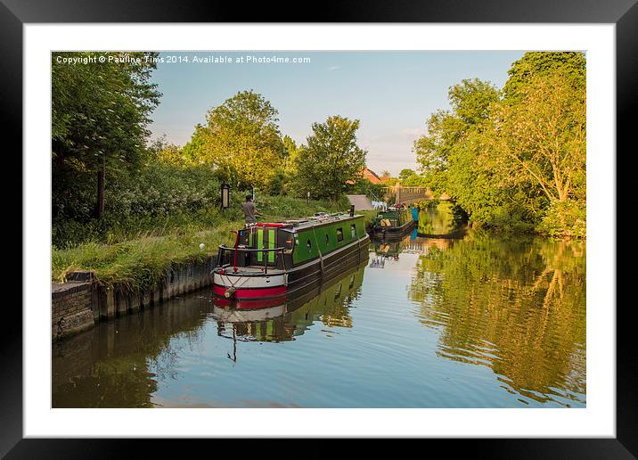  Canal Boats on River lee Harlow Essex UK Framed Mounted Print by Pauline Tims