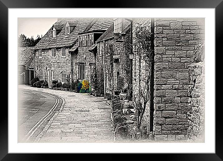  Corfe Cottages Framed Mounted Print by Pauline Simmonds