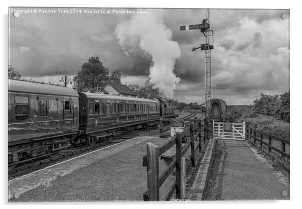  British Rail train leaving Northiam Station Susse Acrylic by Pauline Tims