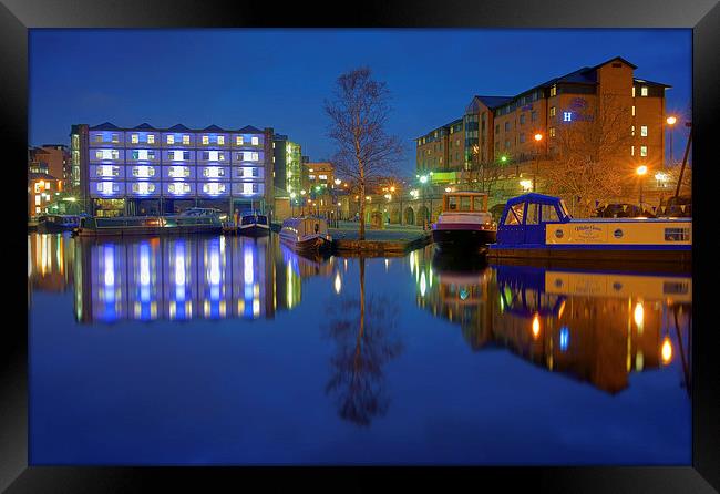 Victoria Quays Night Reflections Framed Print by Darren Galpin