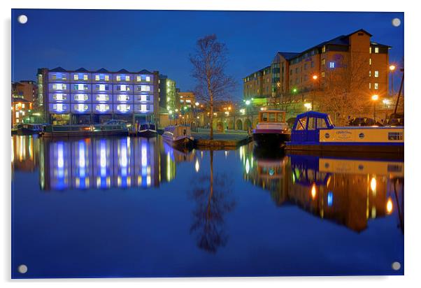 Victoria Quays Night Reflections Acrylic by Darren Galpin