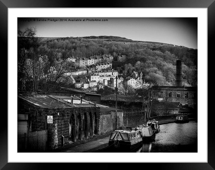  Hebden Bridge Canal and Hillside Framed Mounted Print by Sandra Pledger