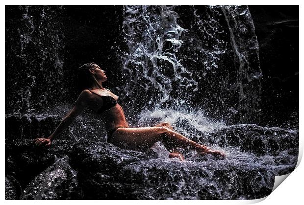  Bliss. Anna at Eureka Waterfalls. Mauritius  Print by Jenny Rainbow