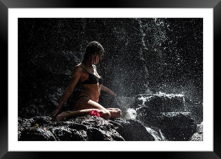  Knowledge. Anna at Eureka Waterfalls. Mauritius  Framed Mounted Print by Jenny Rainbow