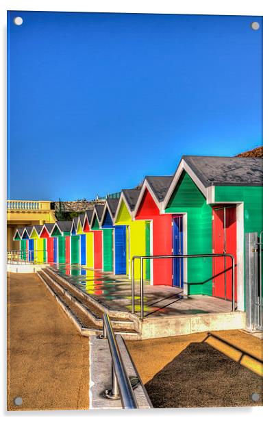 Barry Island Beach Huts 7 Acrylic by Steve Purnell