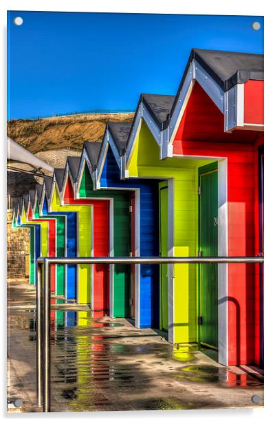 Barry Island Beach Huts 12 Acrylic by Steve Purnell