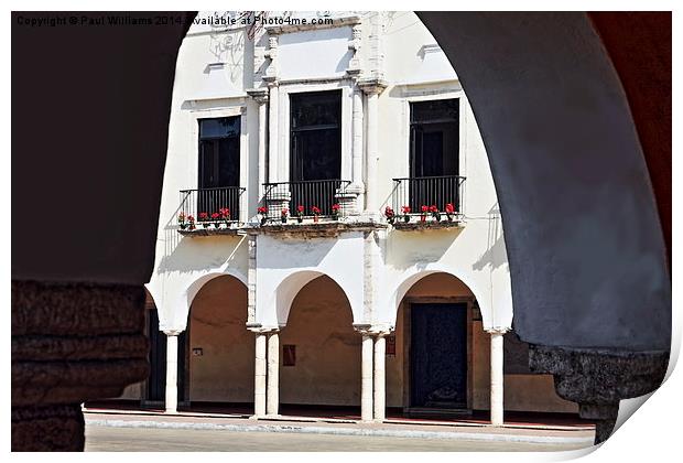 White Colonial Building Print by Paul Williams