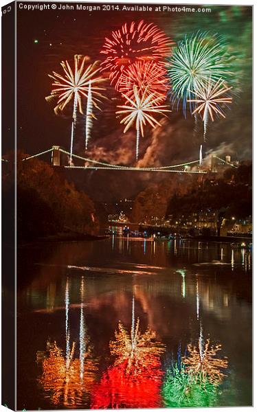  Fireworks on the Bridge. Canvas Print by John Morgan