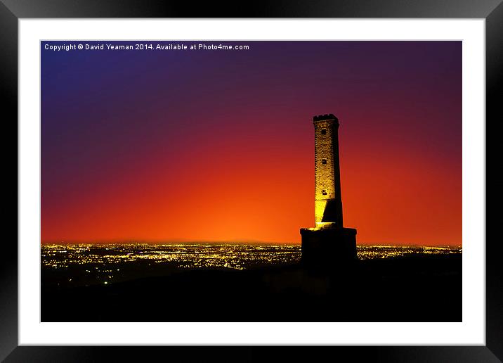 Peel Monument at Dusk Framed Mounted Print by David Yeaman