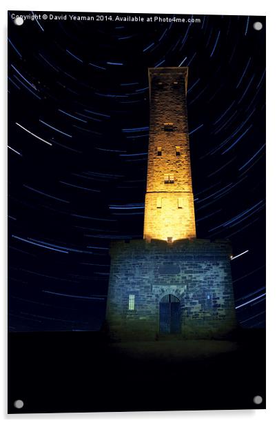 Peel Monument at Night Acrylic by David Yeaman