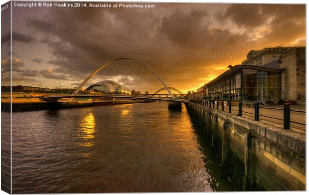  Sunset on the Tyne  Canvas Print by Rob Hawkins