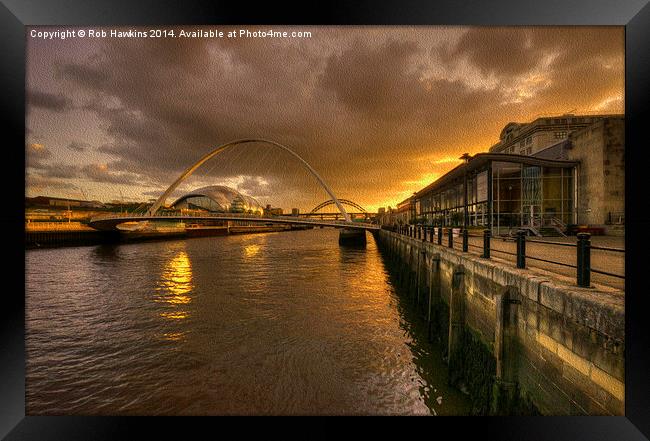  Sunset on the Tyne  Framed Print by Rob Hawkins