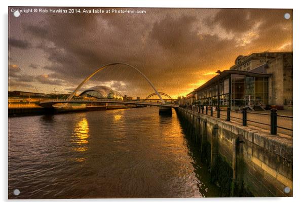  Sunset on the Tyne  Acrylic by Rob Hawkins