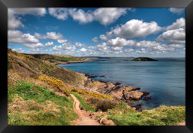  The South West Coast Path approaching Looe  Framed Print by Rosie Spooner