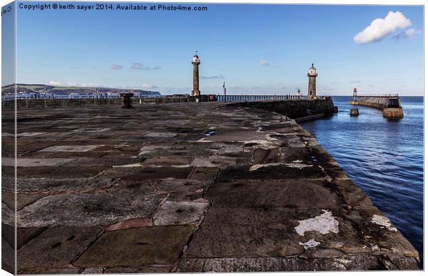  Whitby Lighthouses Canvas Print by keith sayer