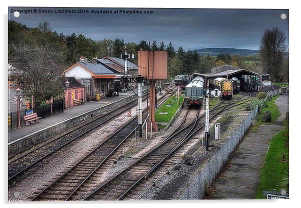 South Devon Railway Buckfastleigh Station Yard Acrylic by Simon Litchfield