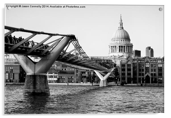  St Paul's And The Millennium Bridge Acrylic by Jason Connolly