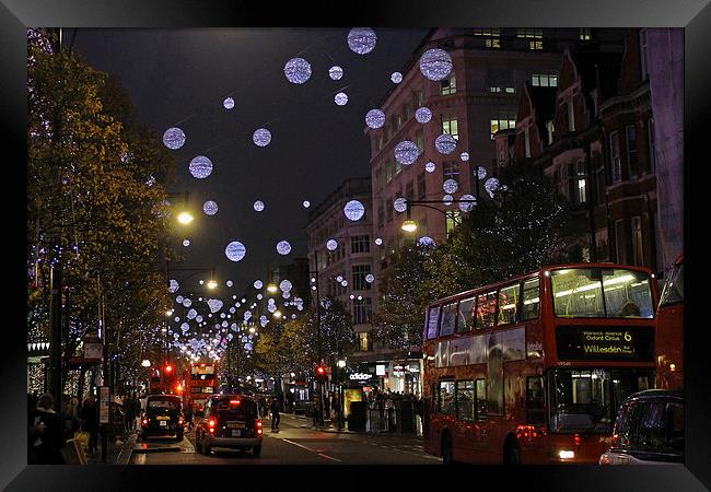 Oxford Street Christmas Lights Framed Print by Tony Murtagh