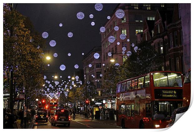 Oxford Street Christmas Lights Print by Tony Murtagh