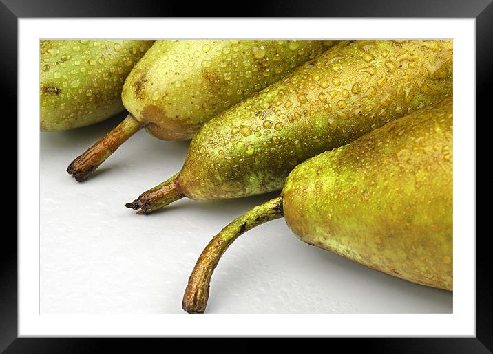 Pears over white Framed Mounted Print by Josep M Peñalver