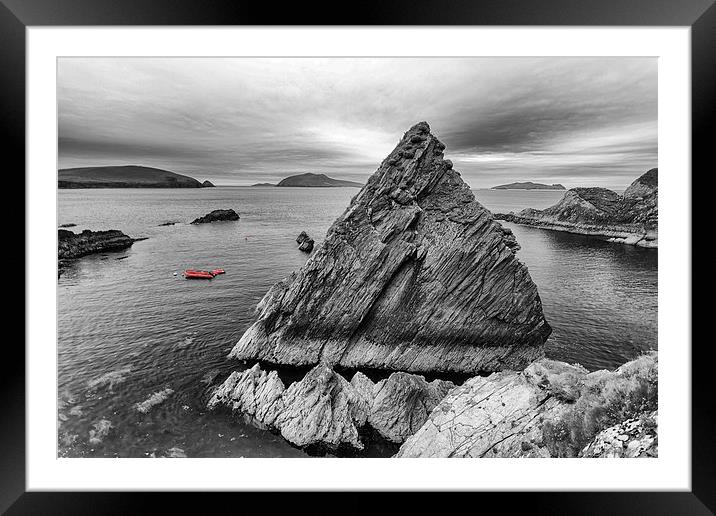  Dunquin Pier in mainly mono. Framed Mounted Print by Mark Godden