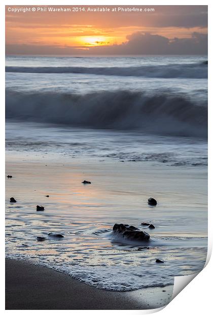  Shoreline at Sunrise Print by Phil Wareham